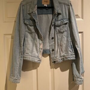 PAIGE Distressed Cropped Jean Jacket